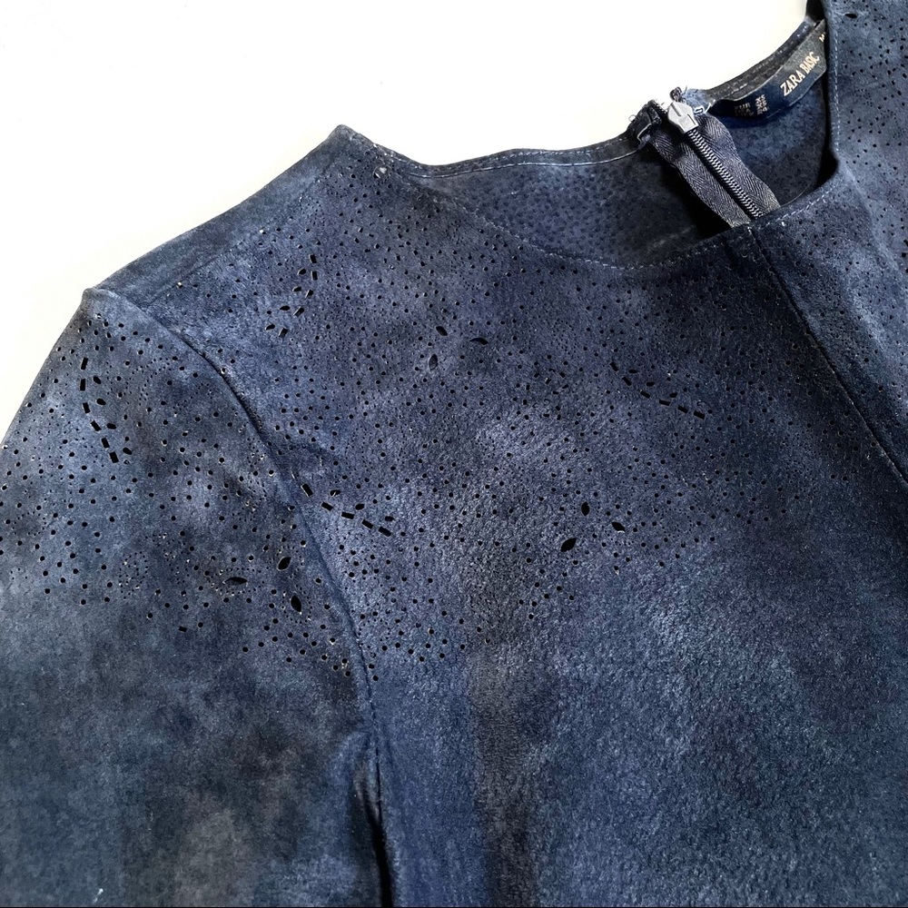 Zara Navy Leather Top